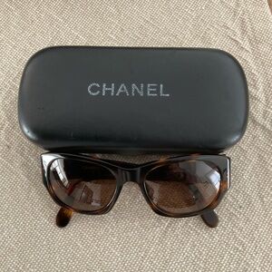 CHANEL Brown Sunglasses with Black Case